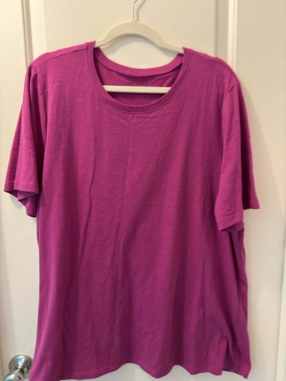 Lane Bryant Magenta Crew Neck Short Sleeve Tee